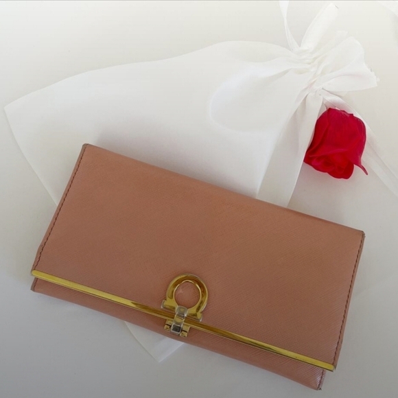 Salvatore Ferragamo Continental Pink Wallet with Gold Accents - Picture 10 of 10